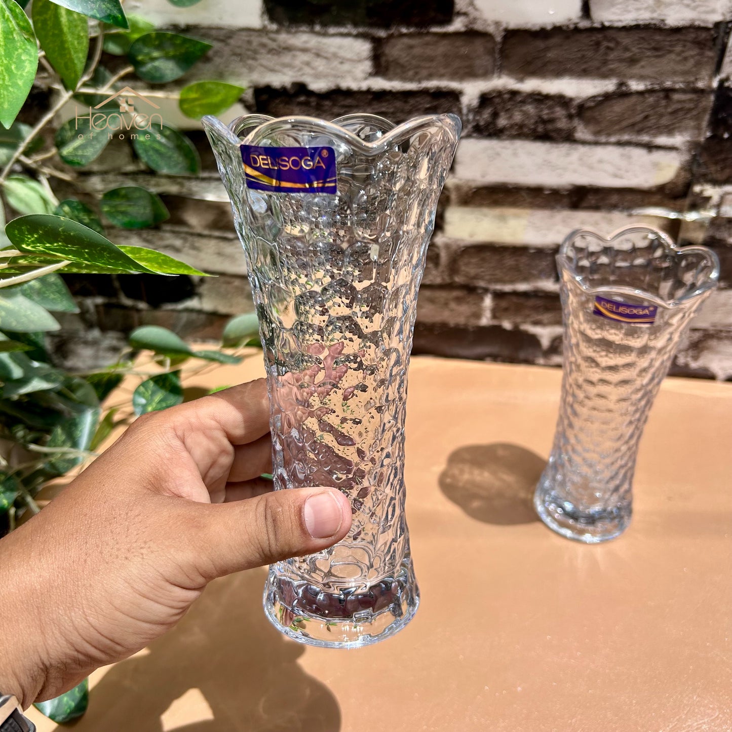 Delisoga® Set of 2 Glass Vases – Elegant Home Decor for Flowers & Arrangements - Heaven of homes - Sale Pakistan