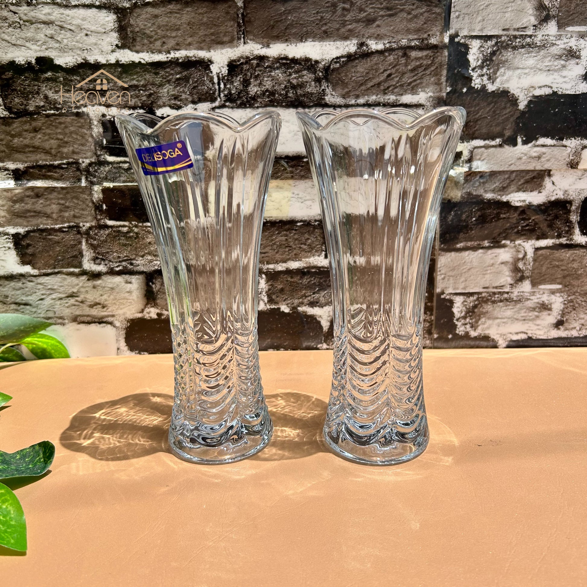 Delisoga® Set of 2 Glass Vases – Elegant Home Decor for Flowers & Arrangements - Heaven of homes - Sale Pakistan
