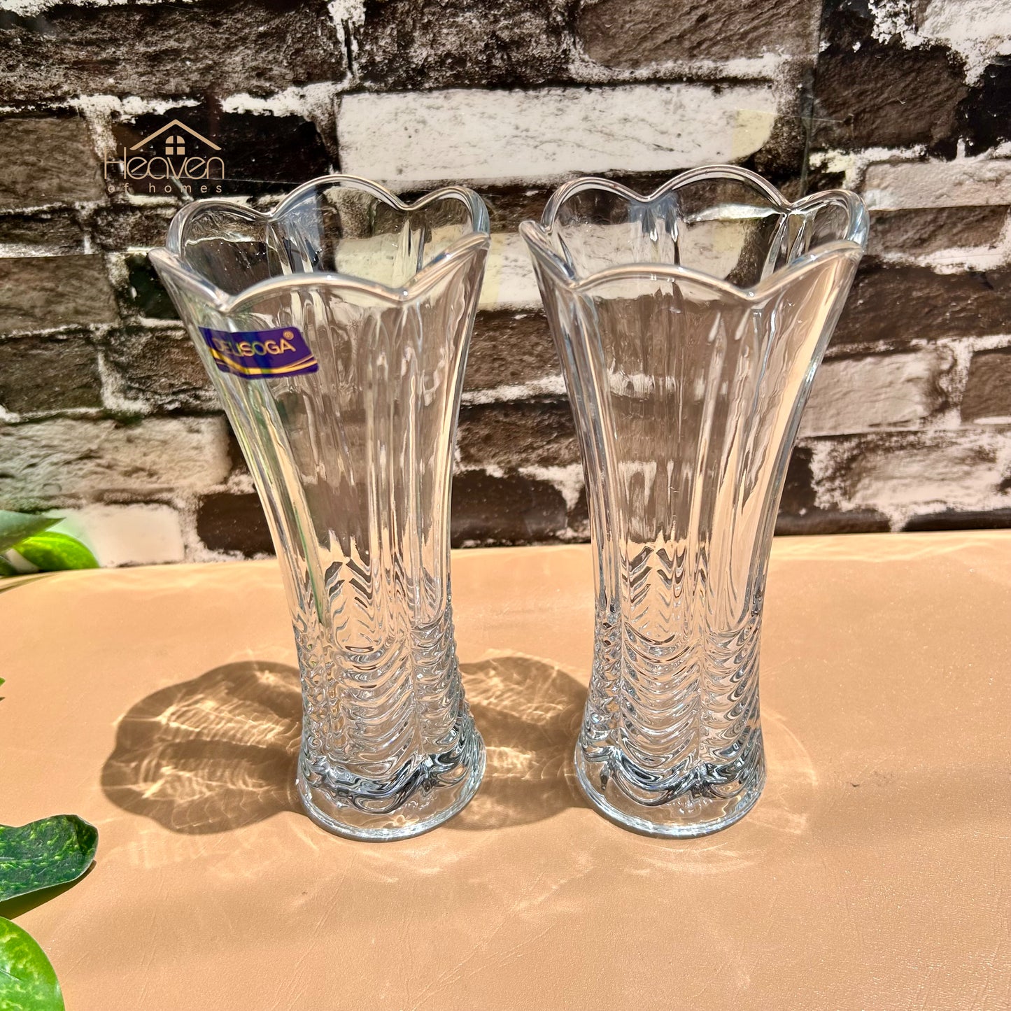 Delisoga® Set of 2 Glass Vases – Elegant Home Decor for Flowers & Arrangements - Heaven of homes - Sale Pakistan