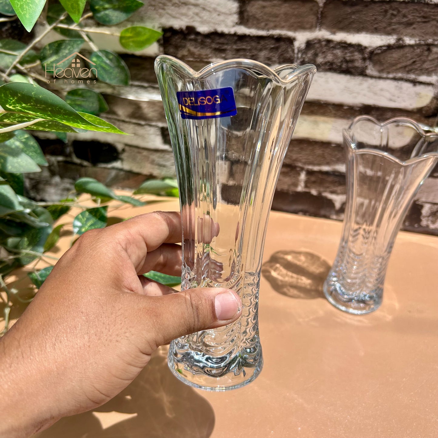 Delisoga® Set of 2 Glass Vases – Elegant Home Decor for Flowers & Arrangements - Heaven of homes - Sale Pakistan