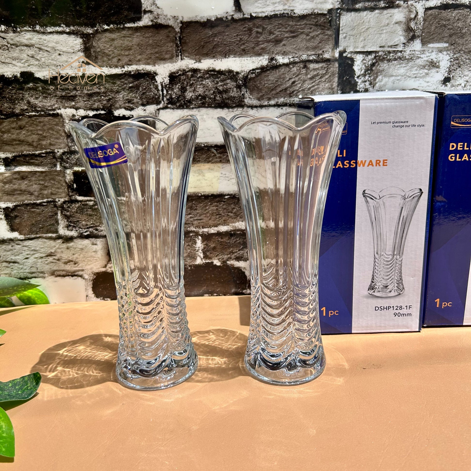 Delisoga® Set of 2 Glass Vases – Elegant Home Decor for Flowers & Arrangements - Heaven of homes - Sale Pakistan