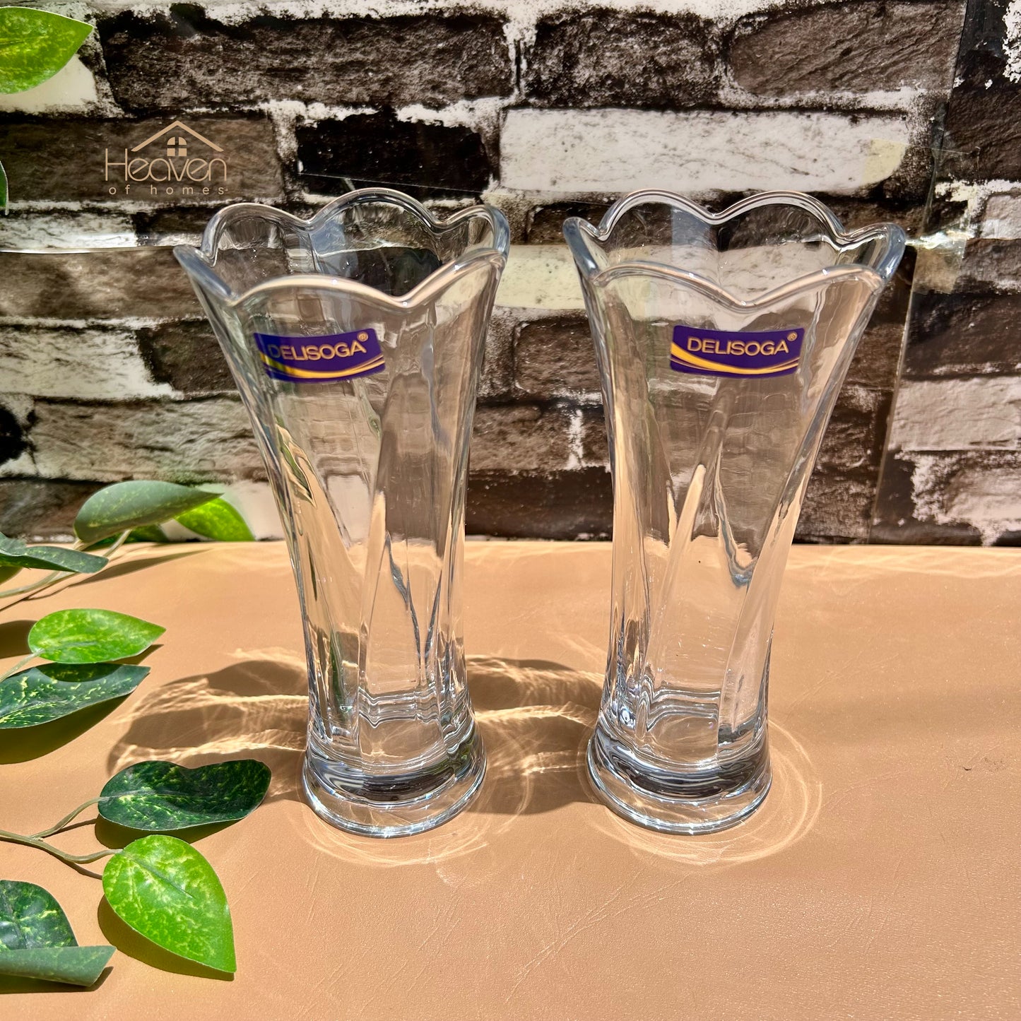 Delisoga® Set of 2 Glass Vases – Elegant Home Decor for Flowers & Arrangements - Heaven of homes - Sale Pakistan