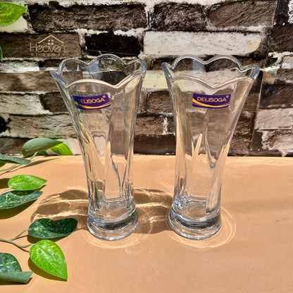 Delisoga® Set of 2 Glass Vases – Elegant Home Decor for Flowers & Arrangements - Heaven of homes - Sale Pakistan