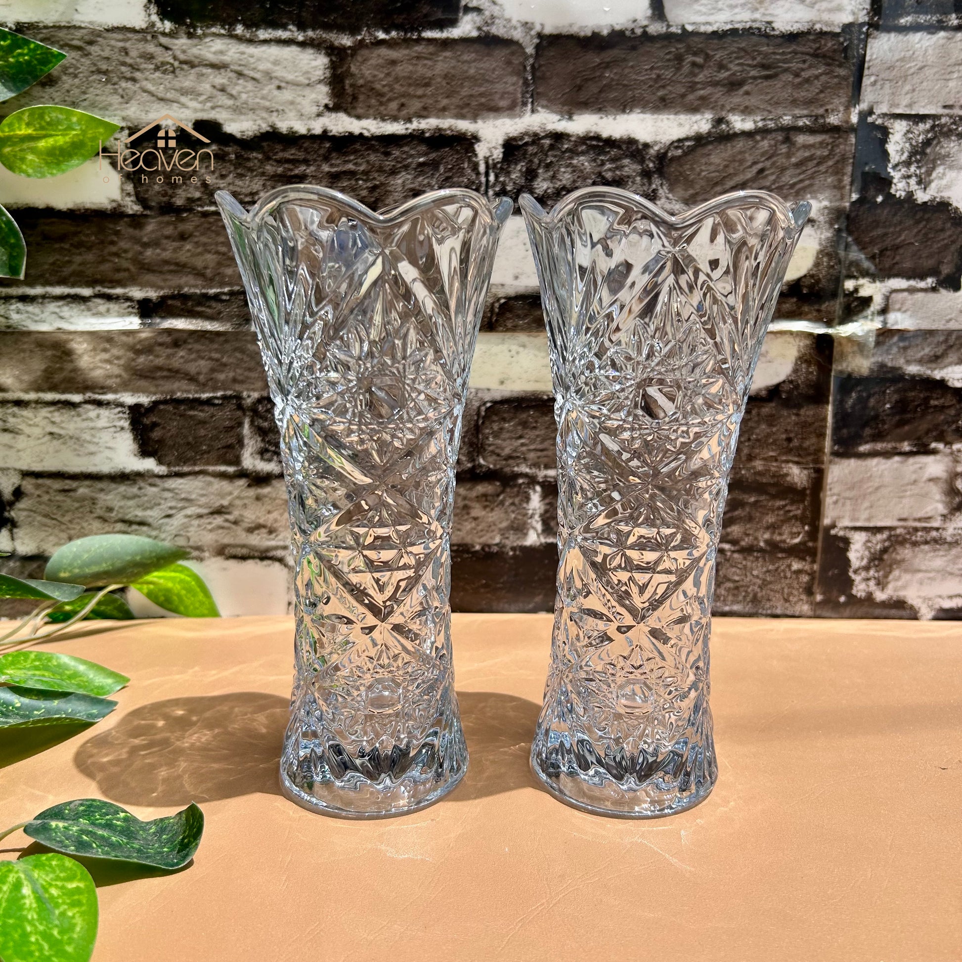 Delisoga® Set of 2 Glass Vases – Elegant Home Decor for Flowers & Arrangements - Heaven of homes - Sale Pakistan