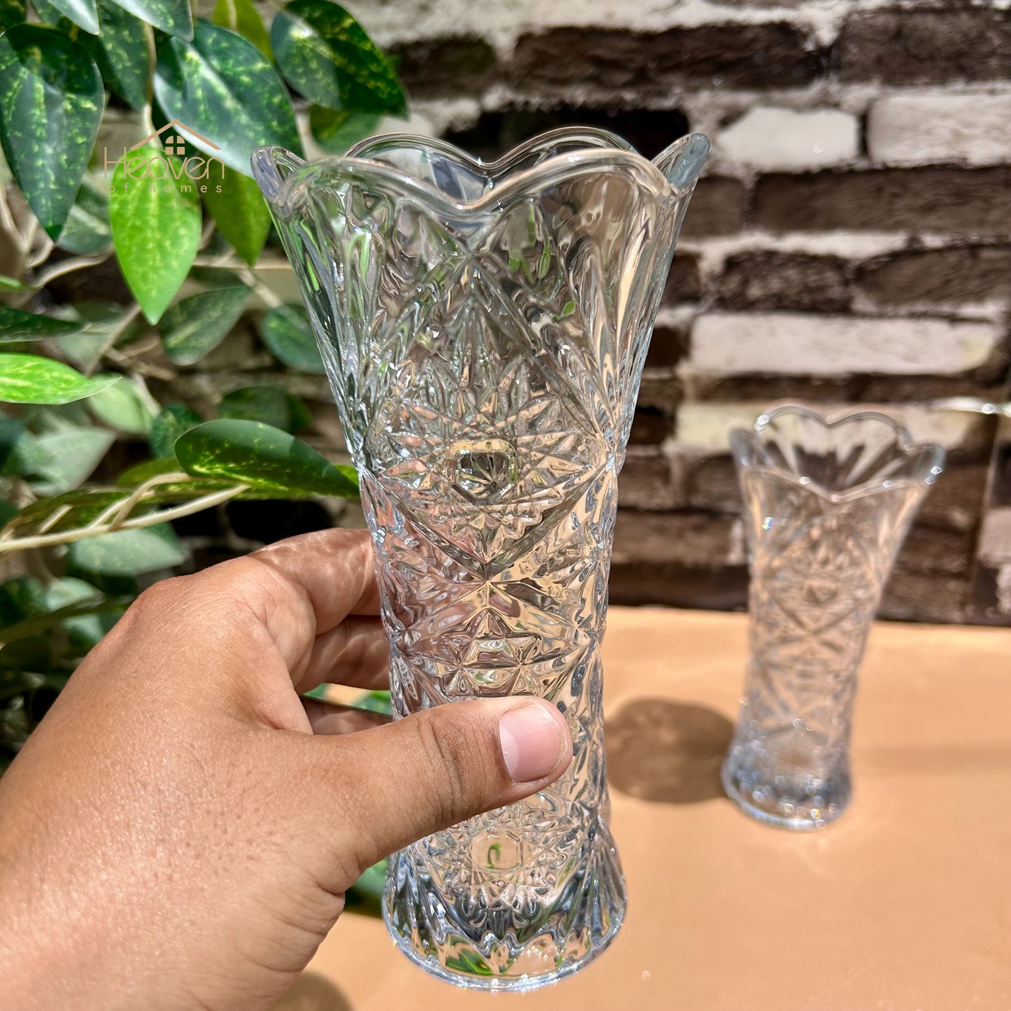 Delisoga® Set of 2 Glass Vases – Elegant Home Decor for Flowers & Arrangements - Heaven of homes - Sale Pakistan