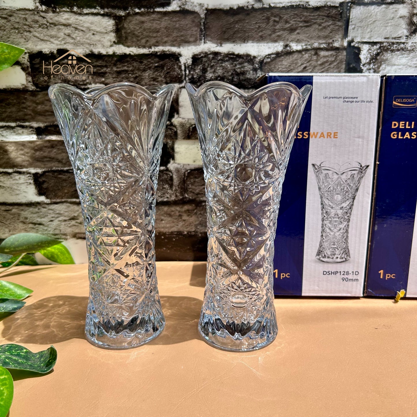 Delisoga® Set of 2 Glass Vases – Elegant Home Decor for Flowers & Arrangements - Heaven of homes - Sale Pakistan