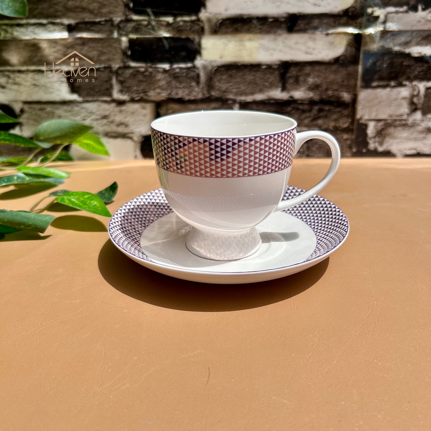 Heaven® 6-Piece Bone China Cup & Saucer Set – Lightweight with Elegant Printed Design - Heaven of homes - Sale Pakistan
