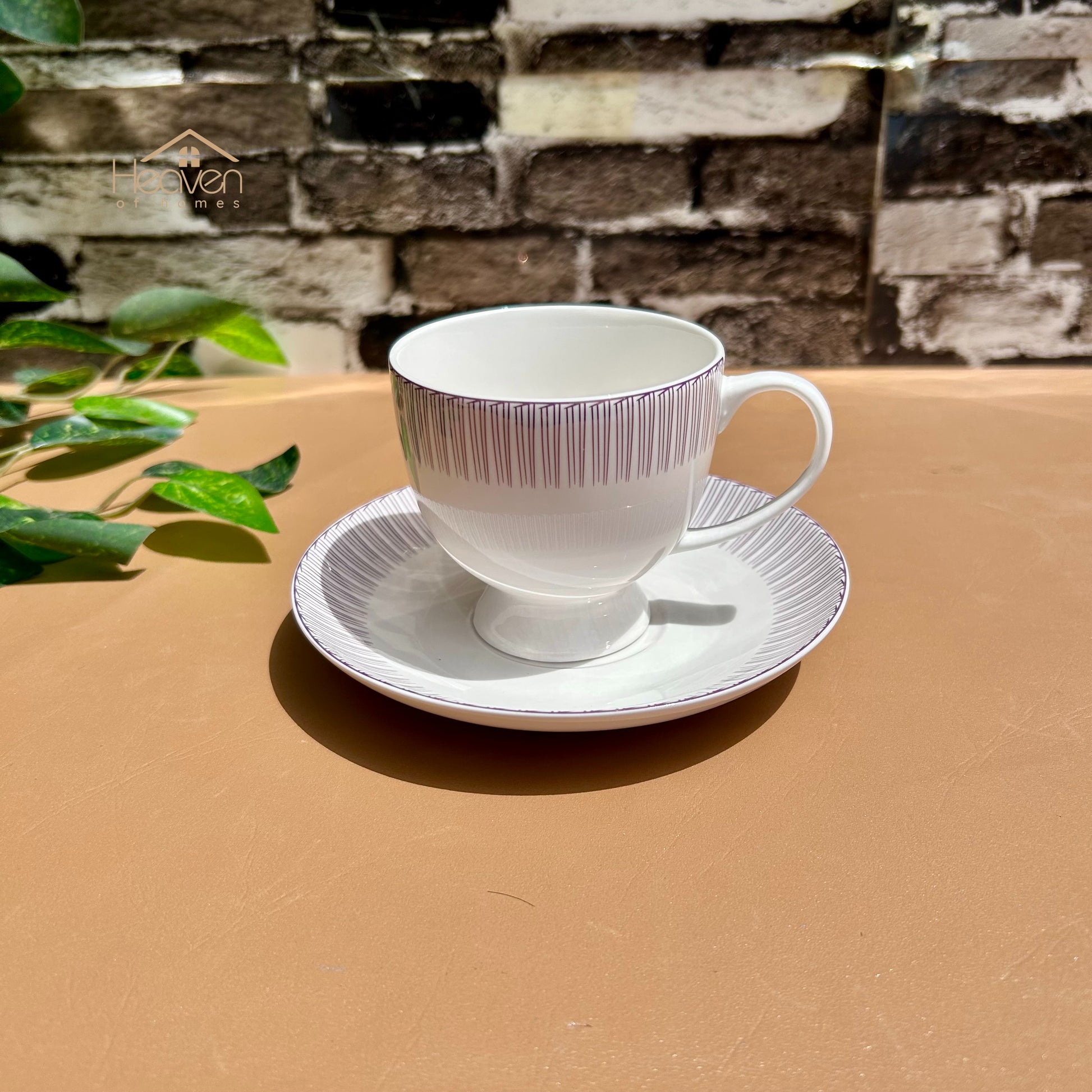 Heaven® 6-Piece Bone China Cup & Saucer Set – Lightweight with Elegant Printed Design - Heaven of homes - Sale Pakistan