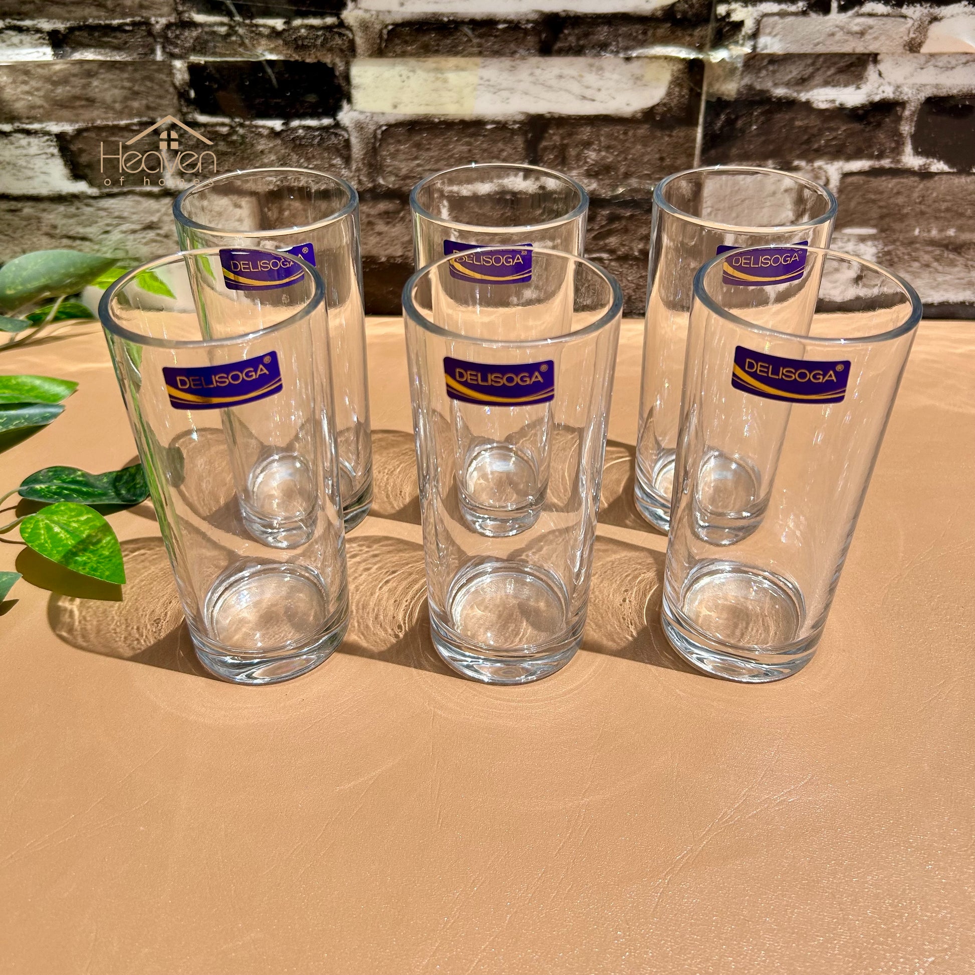 Delisoga®  High Ball Water Glasses Clear Glass Material Set Of 6 280 ML - Heaven of homes - Sale Pakistan
