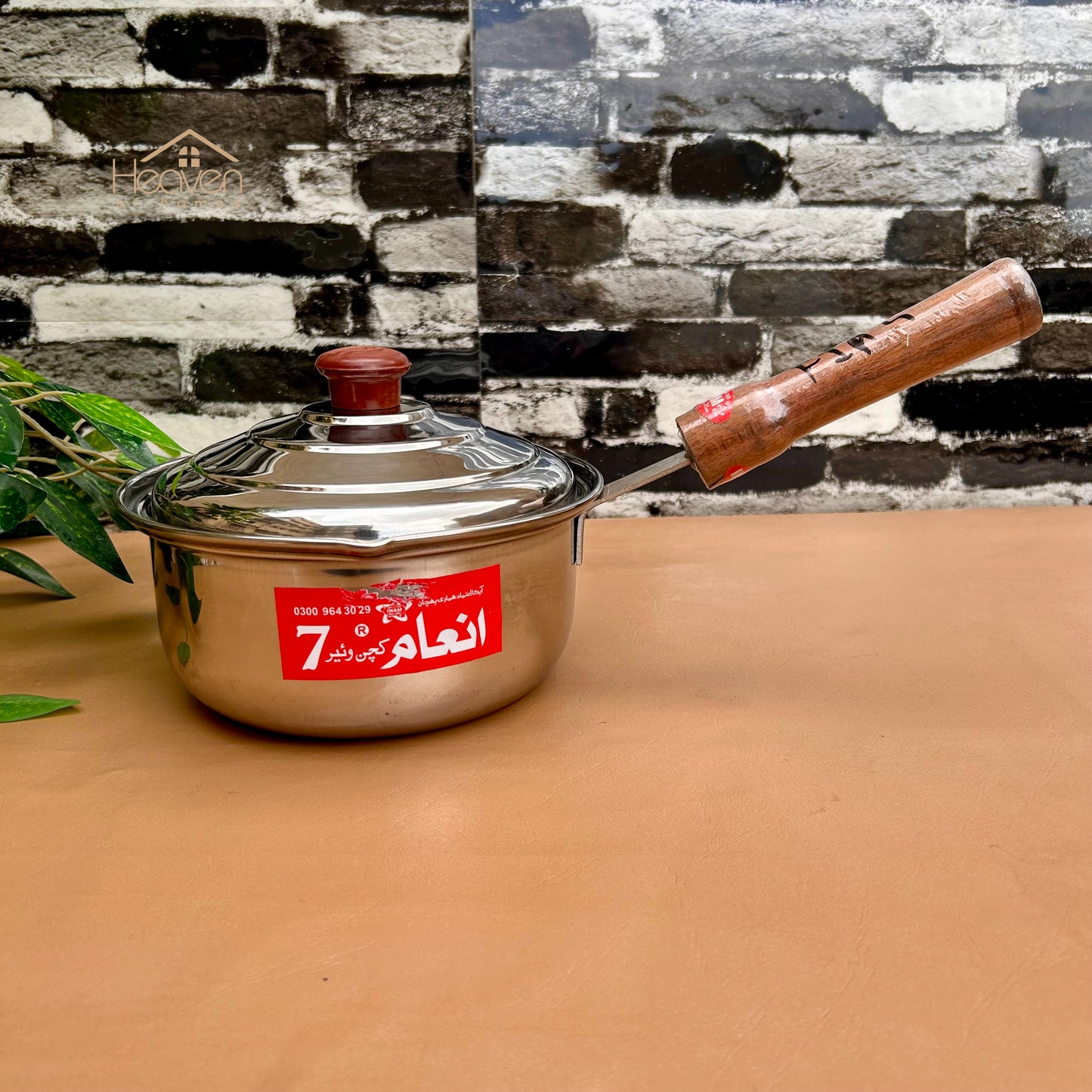 Stainless Steel Sauce Pan with Wooden Handle – Medium Weight Cookware