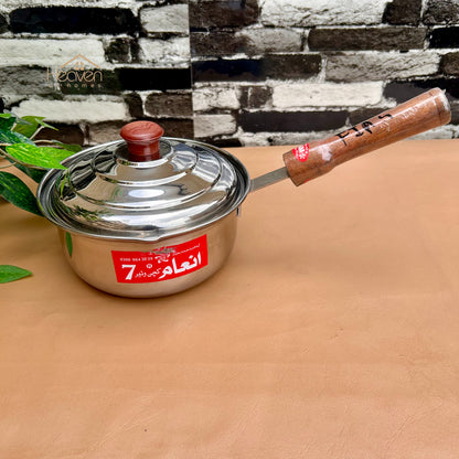 Stainless Steel Sauce Pan with Wooden Handle – Medium Weight Cookware