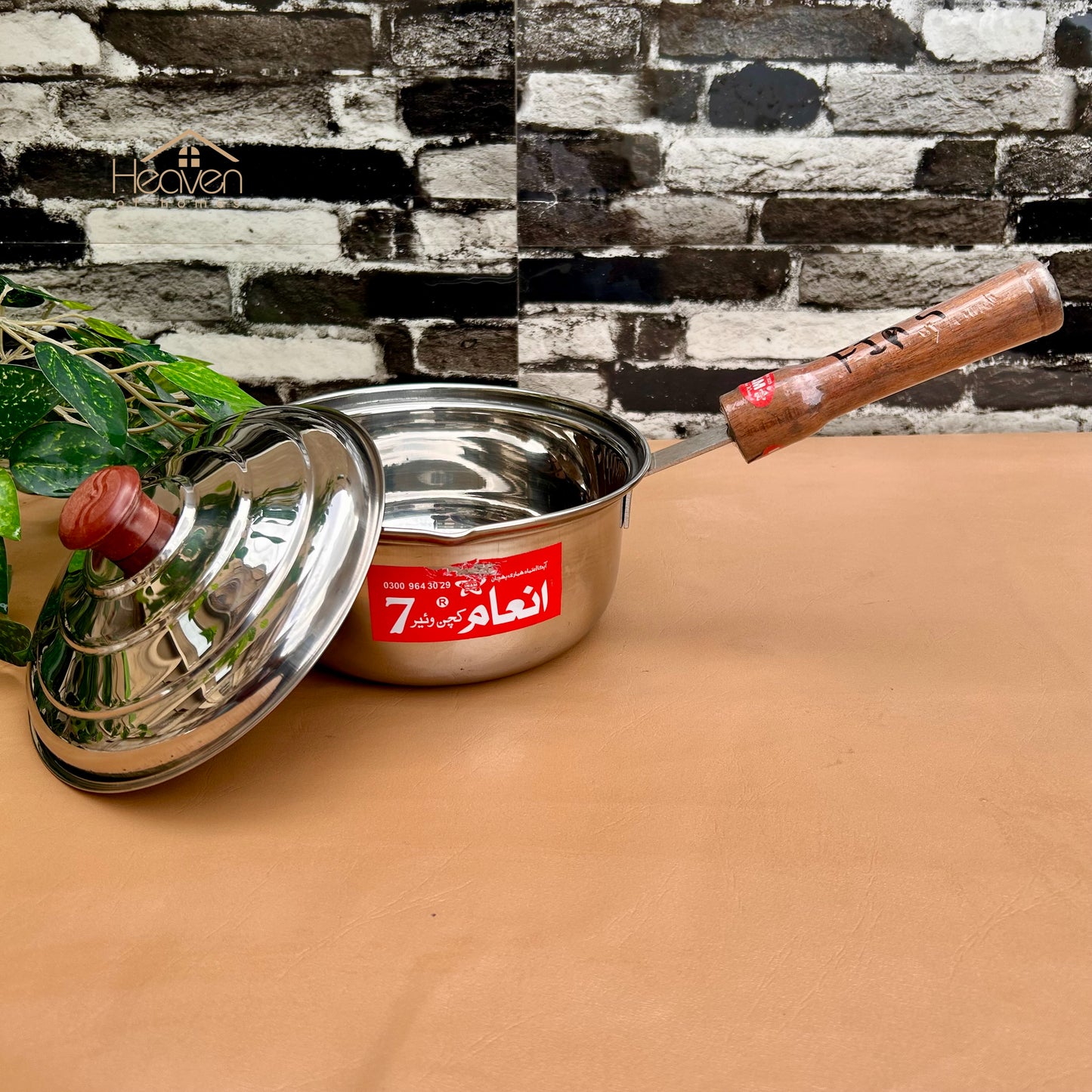 Stainless Steel Sauce Pan with Wooden Handle – Medium Weight Cookware