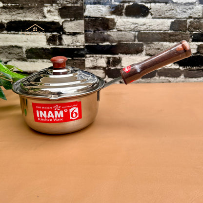 Stainless Steel Sauce Pan with Wooden Handle – Medium Weight Cookware