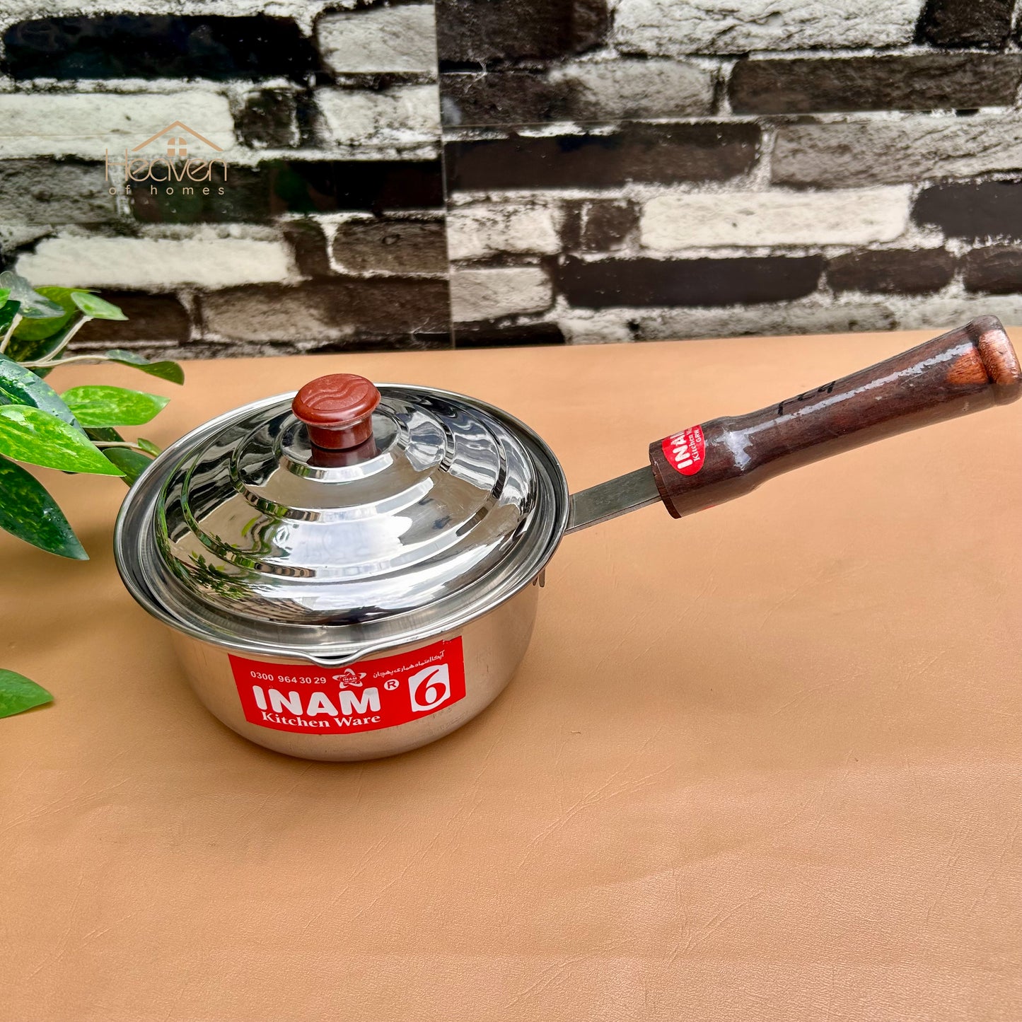 Stainless Steel Sauce Pan with Wooden Handle – Medium Weight Cookware