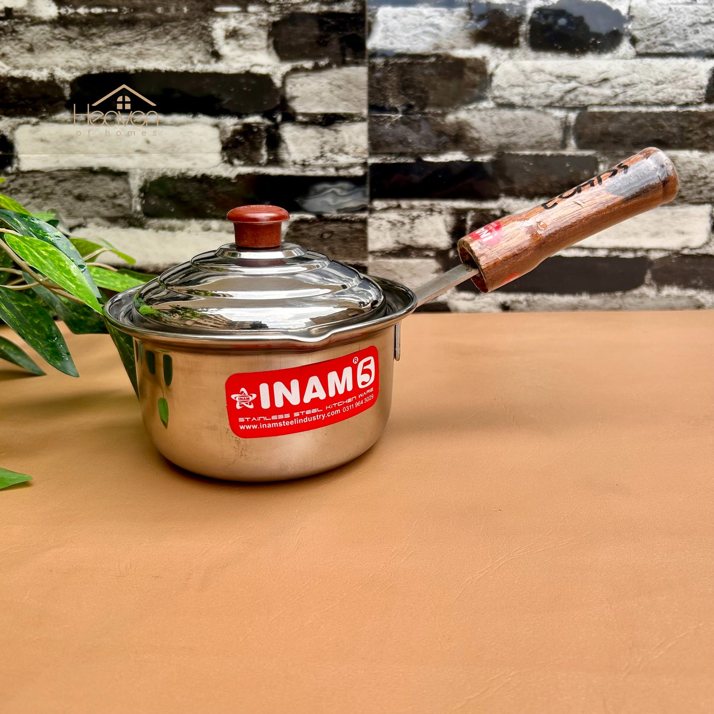 Stainless Steel Sauce Pan with Wooden Handle – Medium Weight Cookware