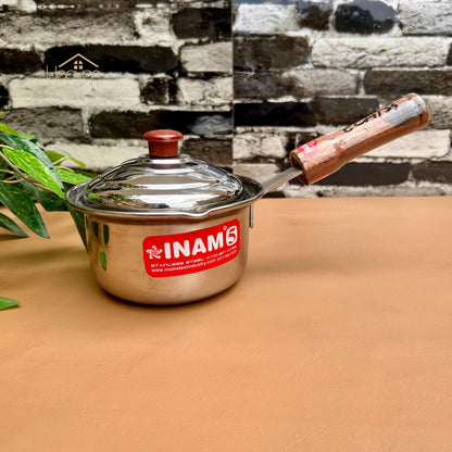 Stainless Steel Sauce Pan with Wooden Handle – Medium Weight Cookware