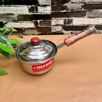 Stainless Steel Sauce Pan with Wooden Handle – Medium Weight Cookware