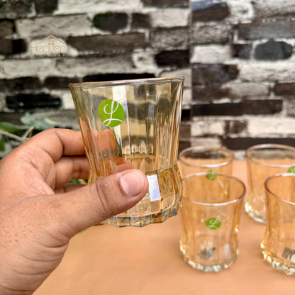 Limon Set of 6 Gold Drinking Glasses – Elegant Clear Glassware Set