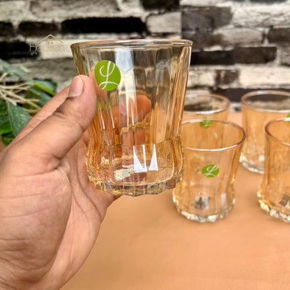 Limon Set of 6 Gold Drinking Glasses – Elegant Clear Glassware Set