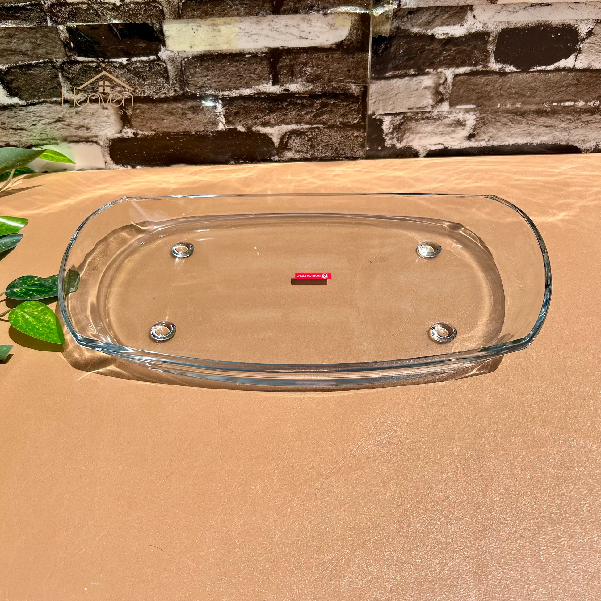 Heaven® Mono Rectangular Serving Dish Transparent Glass Serving Tray Plain 14.5 Inches - Heaven of homes - Sale Pakistan