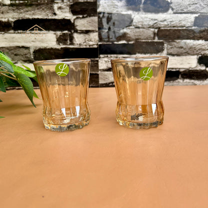 Limon Set of 6 Gold Drinking Glasses – Elegant Clear Glassware Set