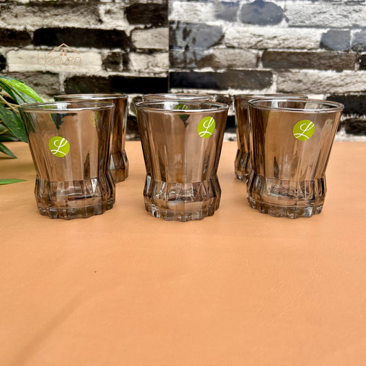 Limon Set of 6 Smoke Grey Drinking Glasses – Modern Transparent Glassware Set