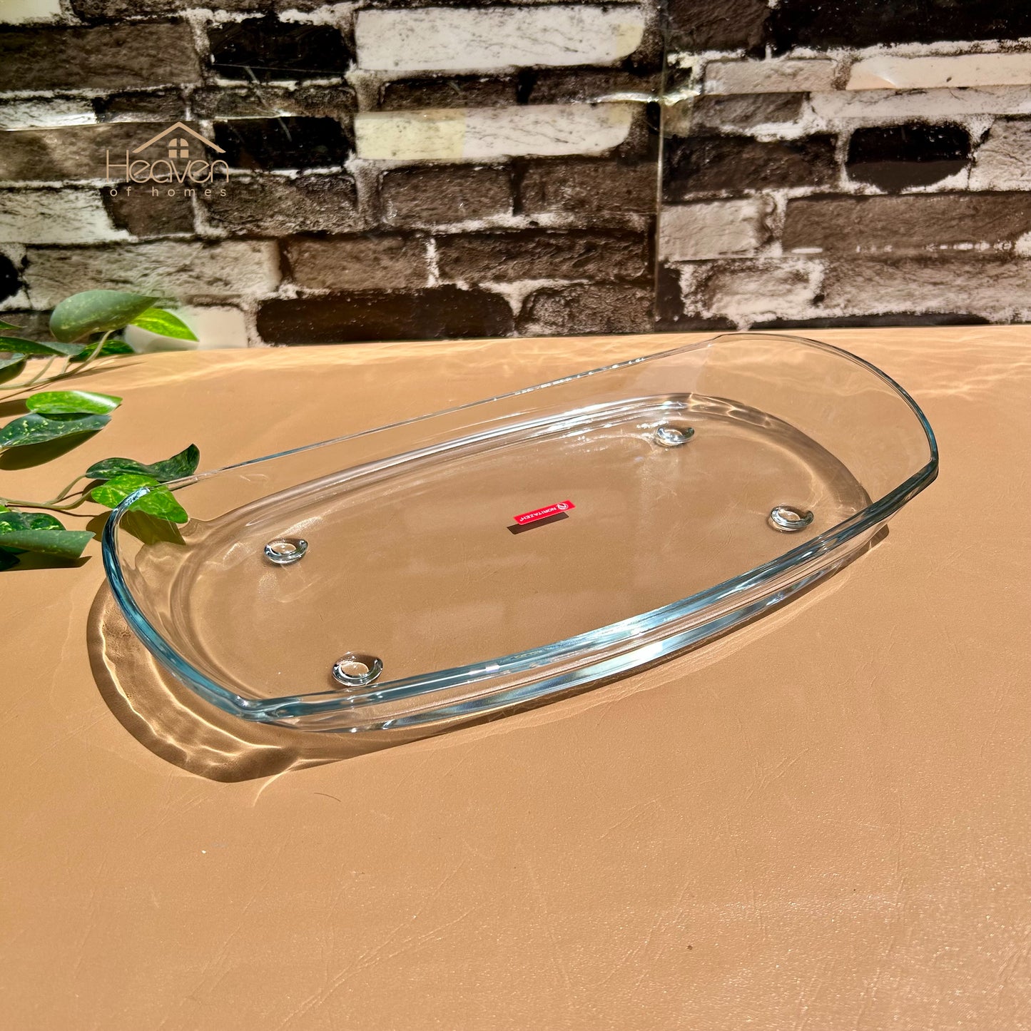 Heaven® Mono Rectangular Serving Dish Transparent Glass Serving Tray Plain 14.5 Inches - Heaven of homes - Sale Pakistan