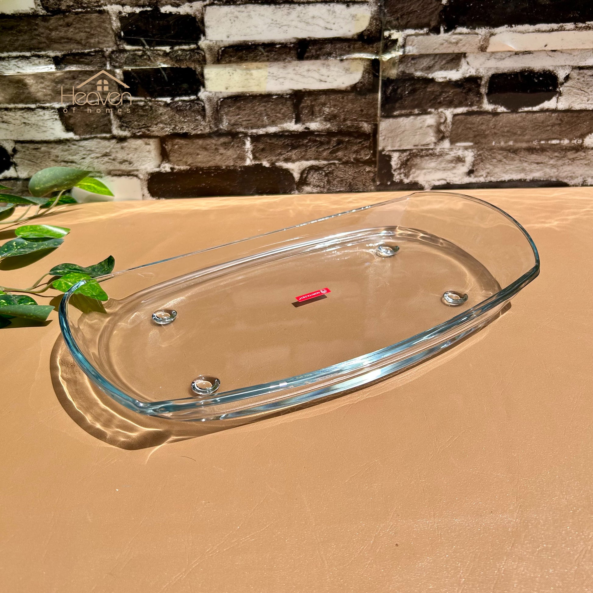 Heaven® Mono Rectangular Serving Dish Transparent Glass Serving Tray Plain 14.5 Inches - Heaven of homes - Sale Pakistan