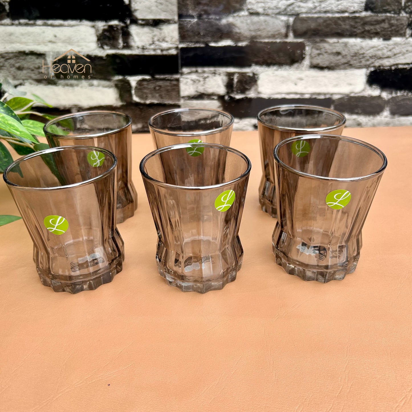 Limon Set of 6 Smoke Grey Drinking Glasses – Modern Transparent Glassware Set