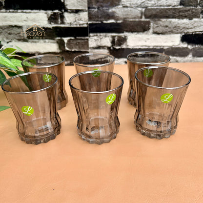 Limon Set of 6 Smoke Grey Drinking Glasses – Modern Transparent Glassware Set