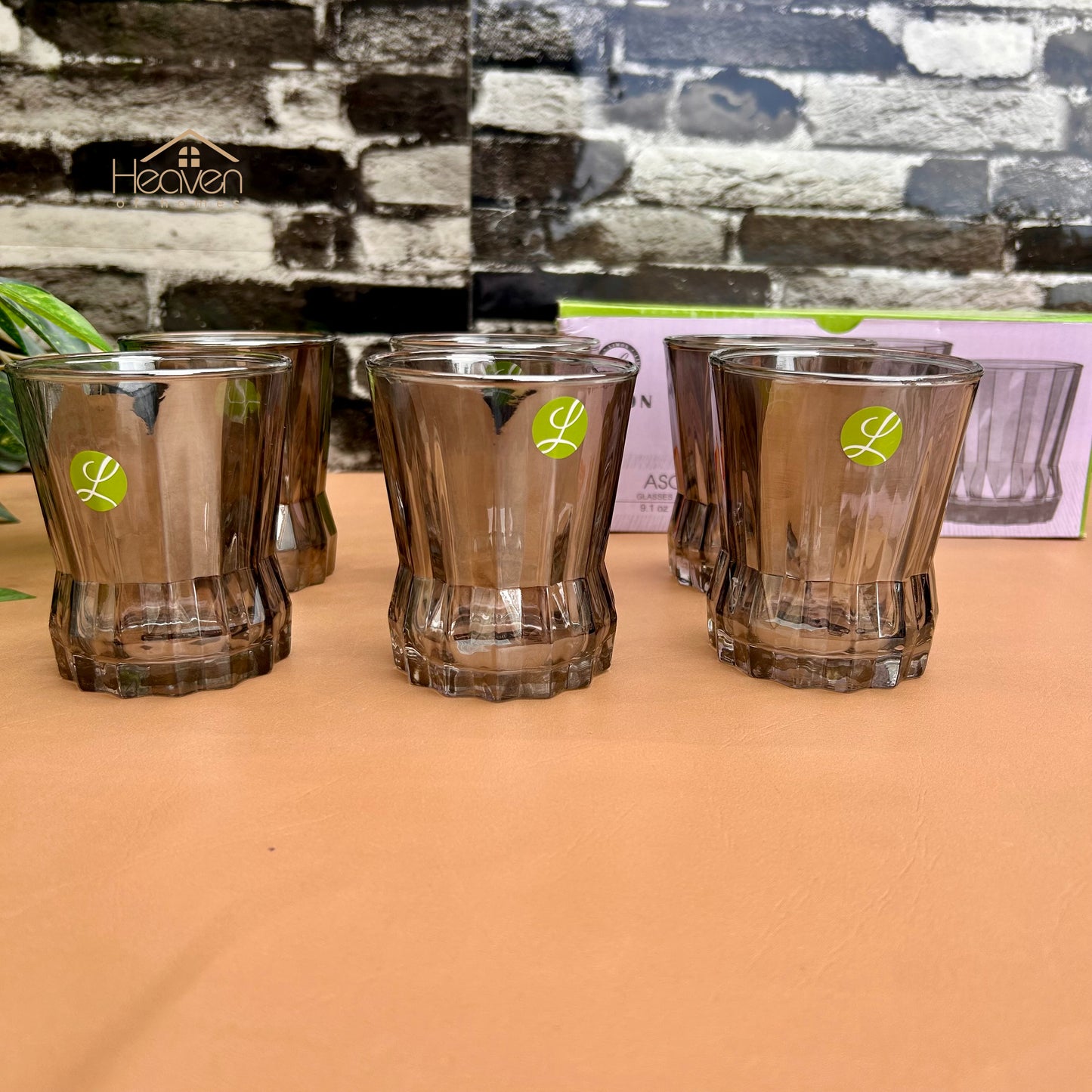 Limon Set of 6 Smoke Grey Drinking Glasses – Modern Transparent Glassware Set