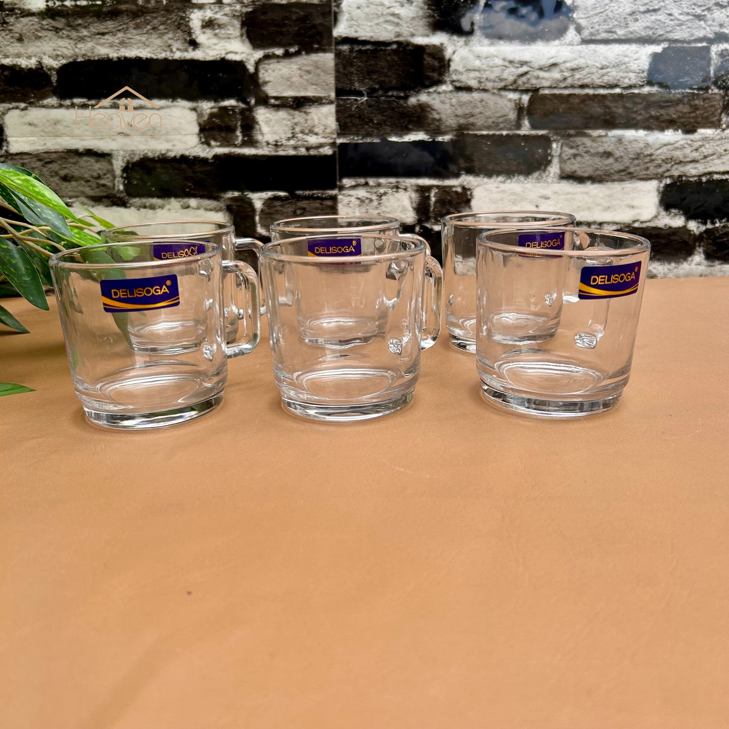 Delisoga® Set of 6 Transparent Glass Tea & Coffee Cups – 220 ml Clear Glass Mugs Set ZB26B-220