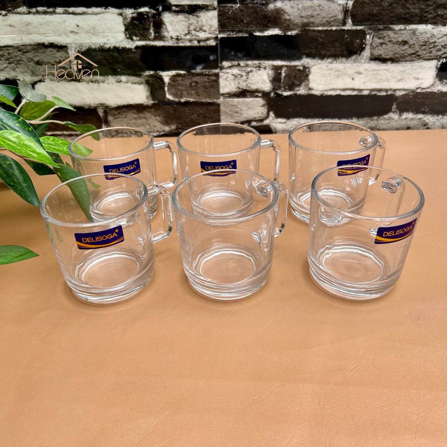 Delisoga® Set of 6 Transparent Glass Tea & Coffee Cups – 220 ml Clear Glass Mugs Set ZB26B-220