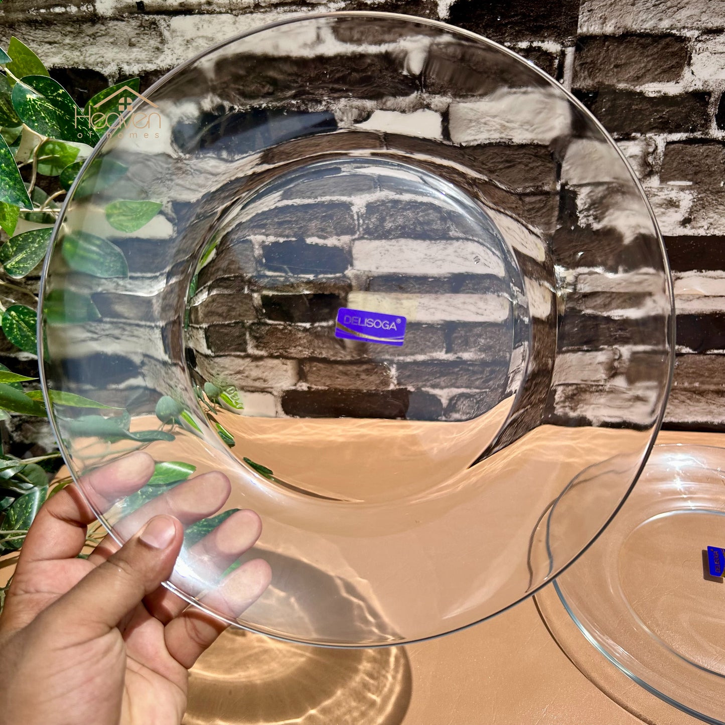 Delisoga® Set of 2 Glass Serving Platters – 10 Inch Elegant Dinnerware Trays for Parties & Gatherings Mandi Platter Ikea Style - Heaven of homes - Sale Pakistan