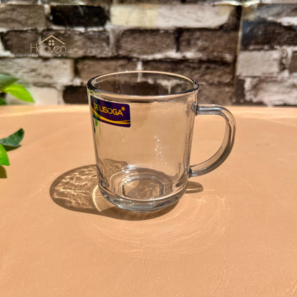 Delisoga® Elegant Set of 6 Clear Glass Coffee & Tea Mugs – 240ml Transparent Cups Smoke Grey - Heaven of homes - Sale Pakistan