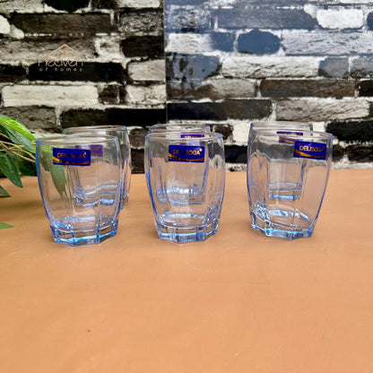 Delisoga® 6-Piece Cocktail Blue Glass Tumbler Set – Elegant 280ml Drinking Glasses JS3101-3HB