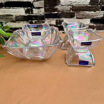 Delisoga® 7-Pieces Rainbow Shade Glass Fruit Serving Set – Elegant Glassware for Fruit, Snacks, & Desserts