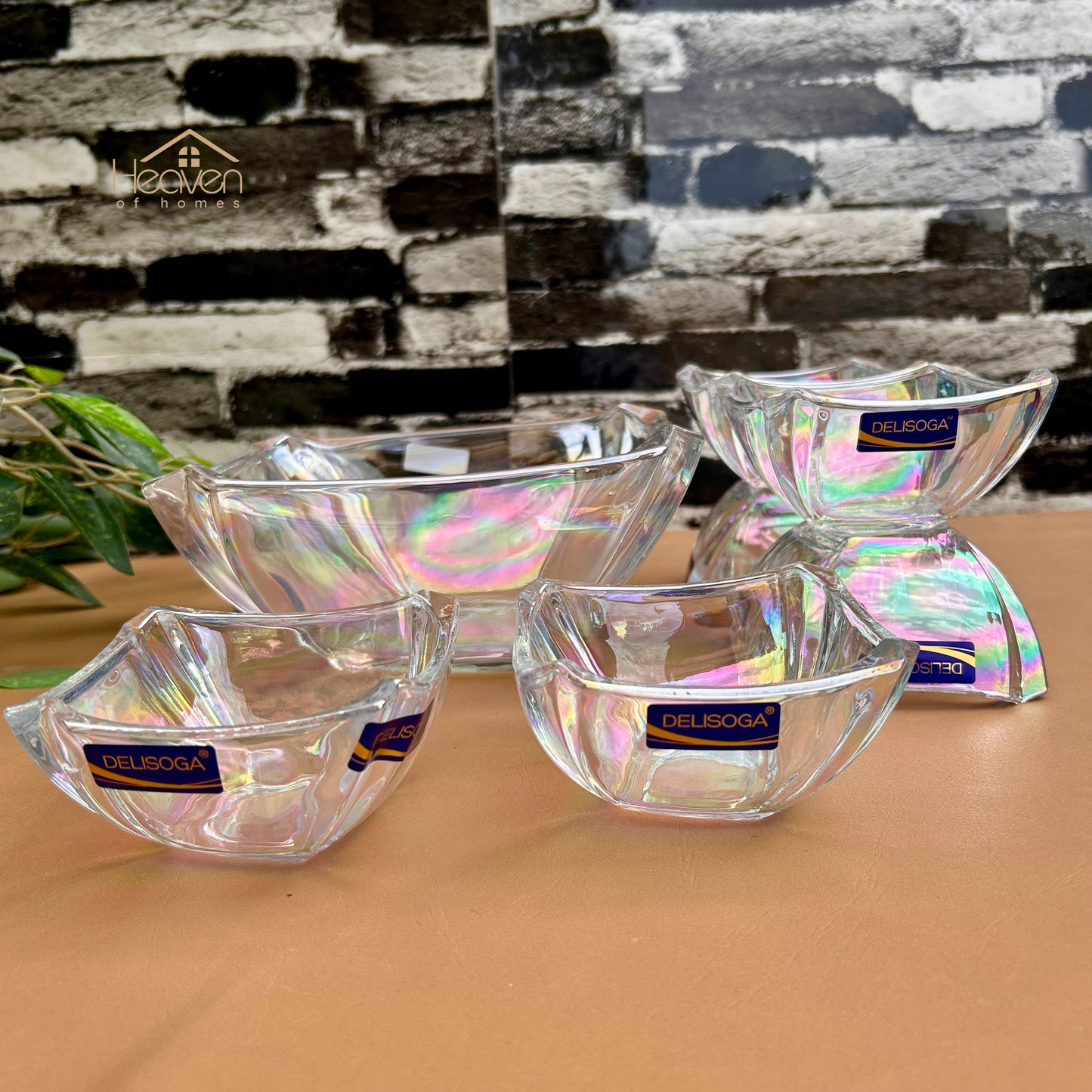 Delisoga® 7-Pieces Rainbow Shade Glass Fruit Serving Set – Elegant Glassware for Fruit, Snacks, & Desserts