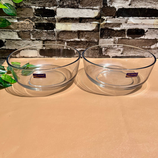 Delisoga® Set of 2 Large 10-Inches Glass Serving Bowls – Round & Deep Mixing Bowls - Heaven of homes - Sale Pakistan