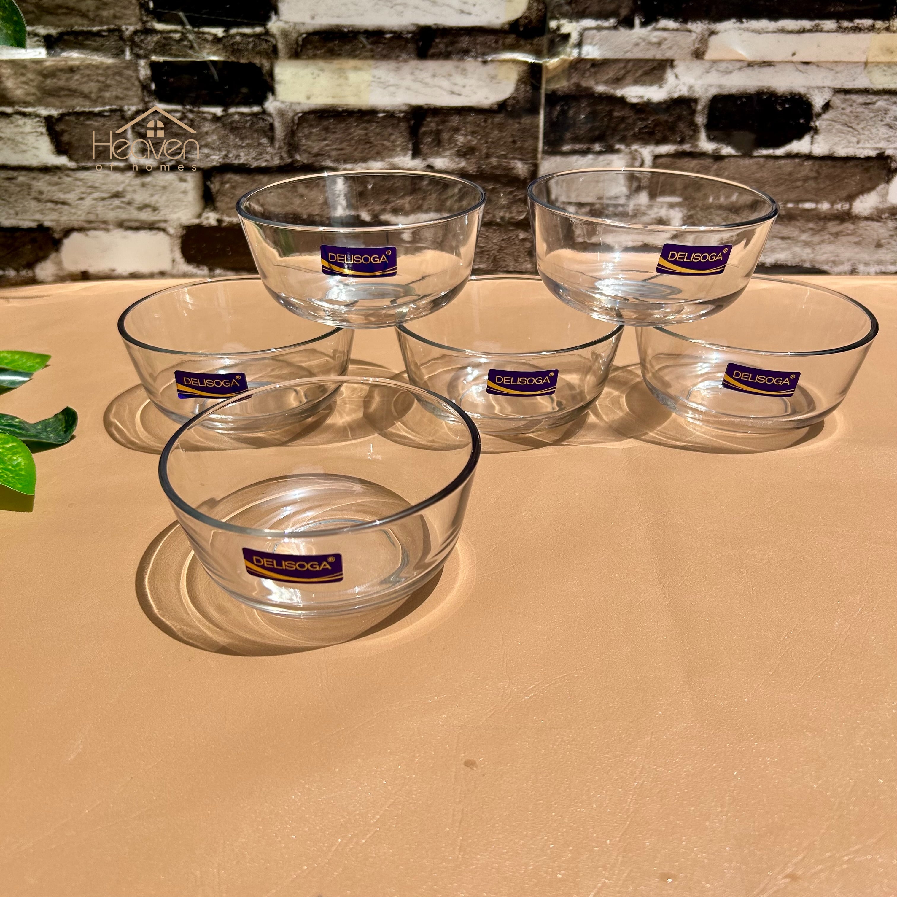 Home One Inch Delisoga® Set of 6 Clear Glass Fruit & Dessert Bowls – 4.5 Inches ...