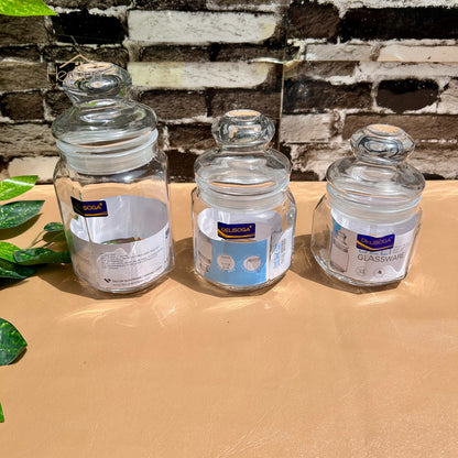 Delisoga® Set of 3 Glass Jar Set – Clear Glass Storage Containers for Kitchen & Pantry Organization - Heaven of homes - Sale Pakistan