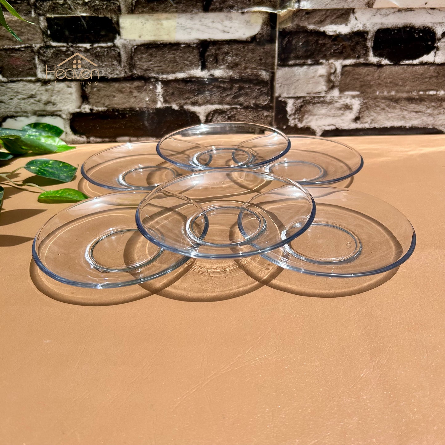 Delisoga® Set of 6 Clear Glass Saucers – 5-Inches Transparent Round Saucer