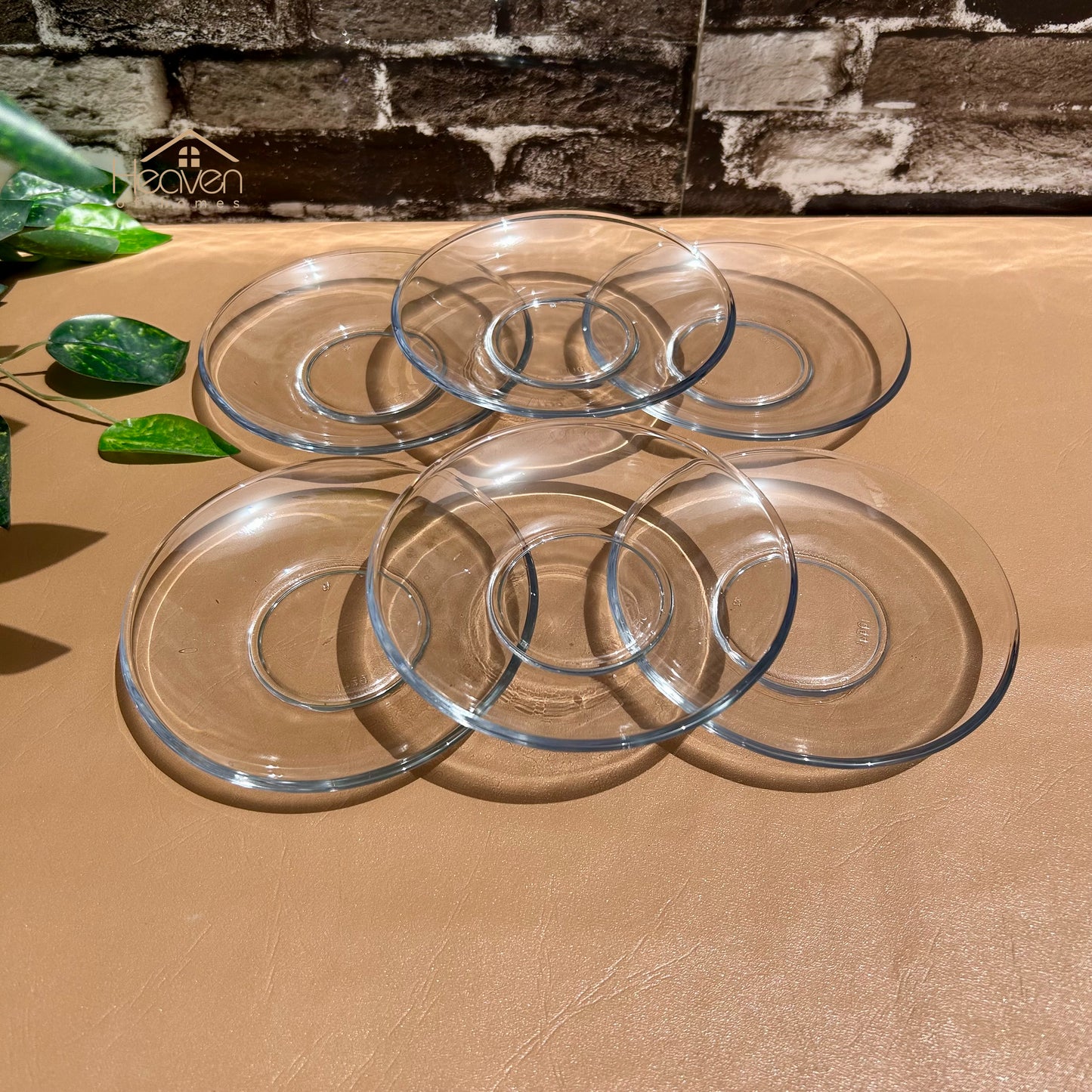 Delisoga® Set of 6 Clear Glass Saucers – 5-Inches Transparent Round Saucer