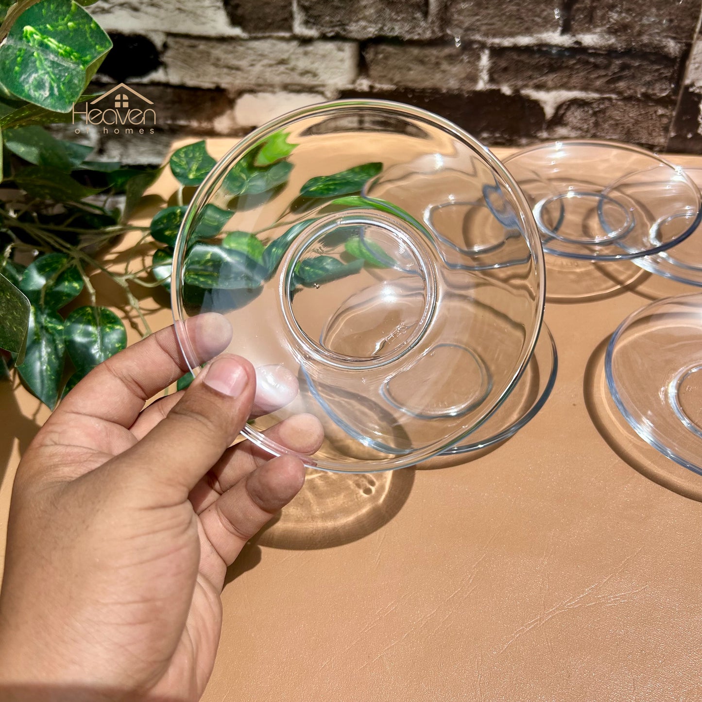 Delisoga® Set of 6 Clear Glass Saucers – 5-Inches Transparent Round Saucer