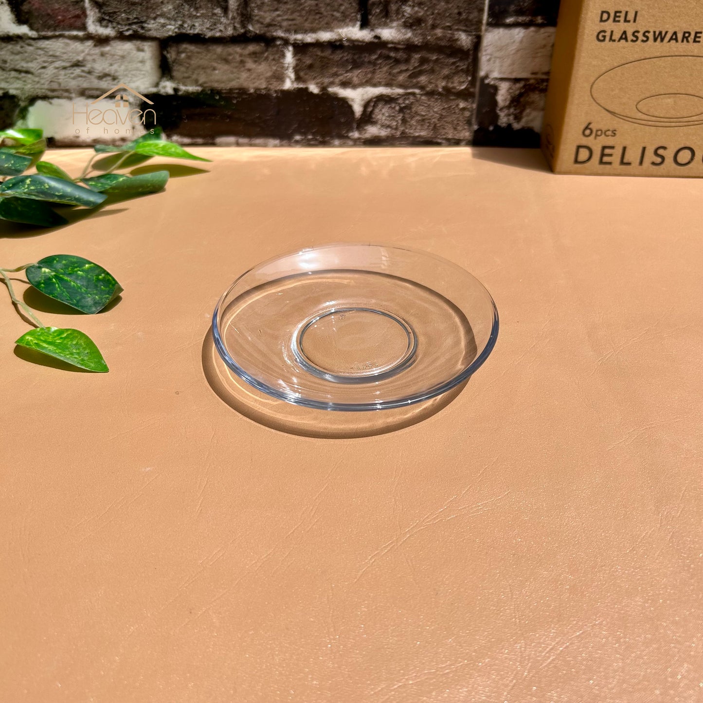 Delisoga® Set of 6 Clear Glass Saucers – 5-Inches Transparent Round Saucer