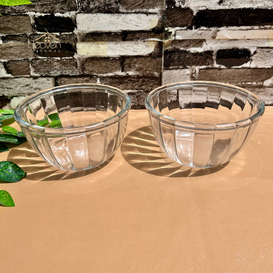 Heaven® Glass Mixing Bowl 7 Inches Clear Glass Microwave safe Set of 2 Lining - Heaven of homes - Sale Pakistan