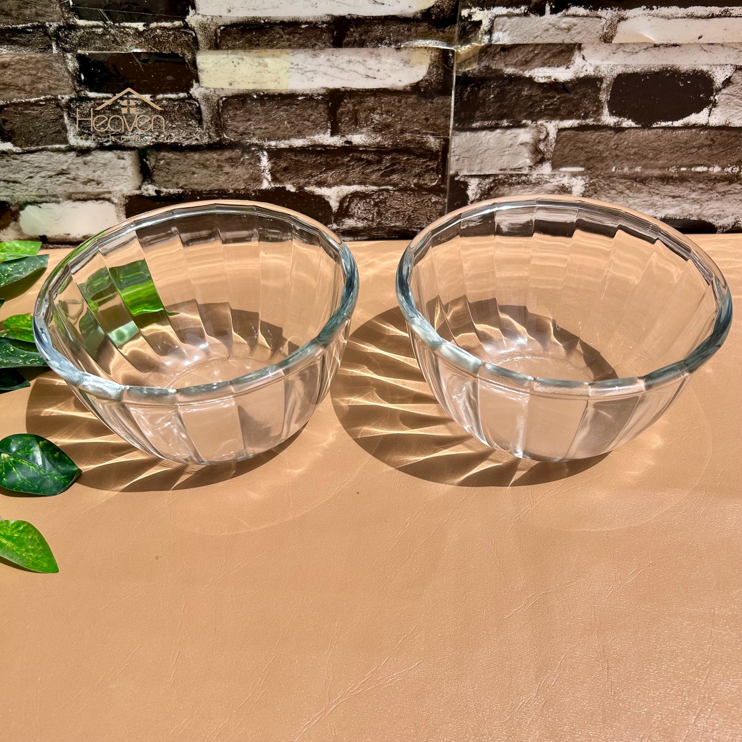 Heaven® Glass Mixing Bowl 7 Inches Clear Glass Microwave safe Set of 2 Lining - Heaven of homes - Sale Pakistan