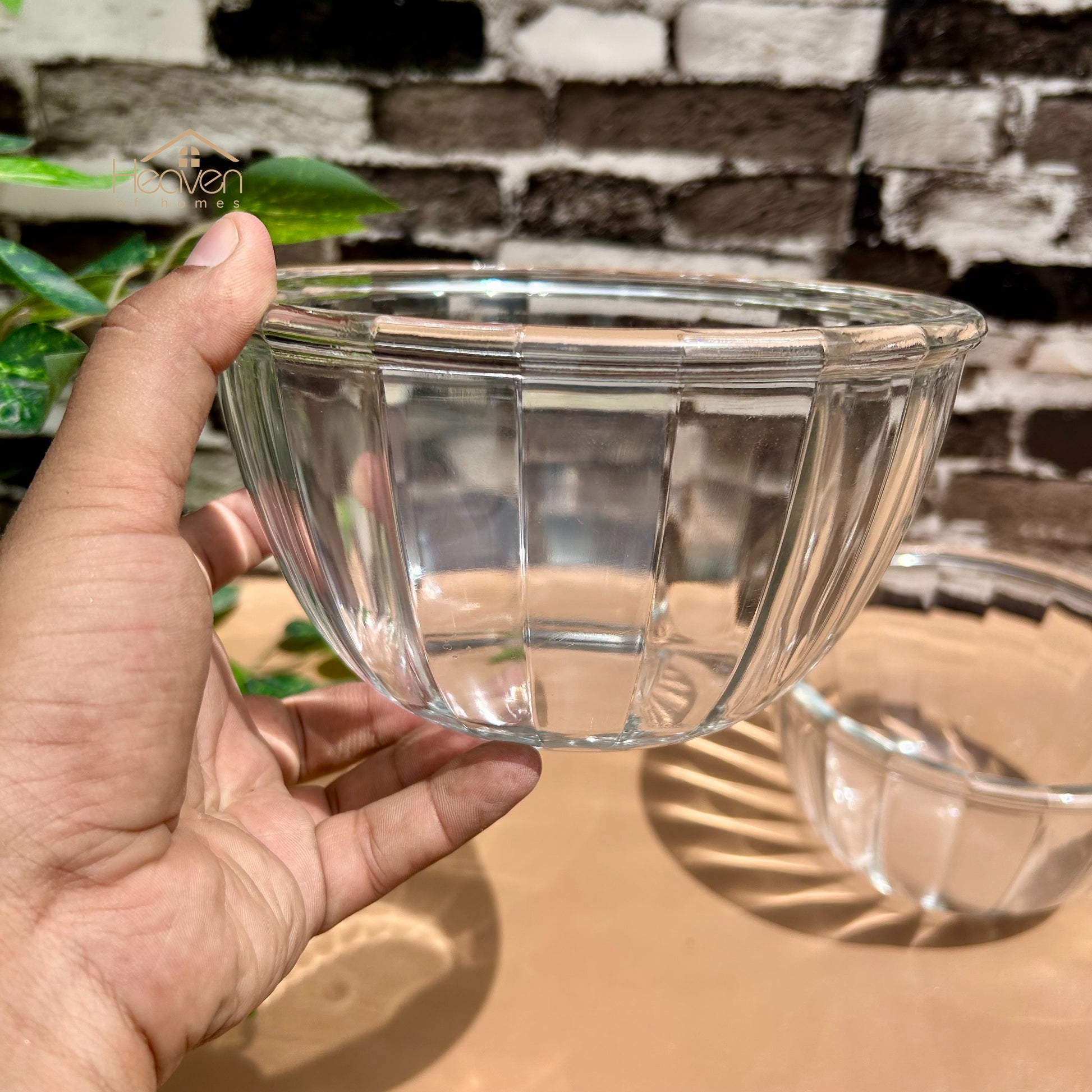 Heaven® Glass Mixing Bowl 7 Inches Clear Glass Microwave safe Set of 2 Lining - Heaven of homes - Sale Pakistan