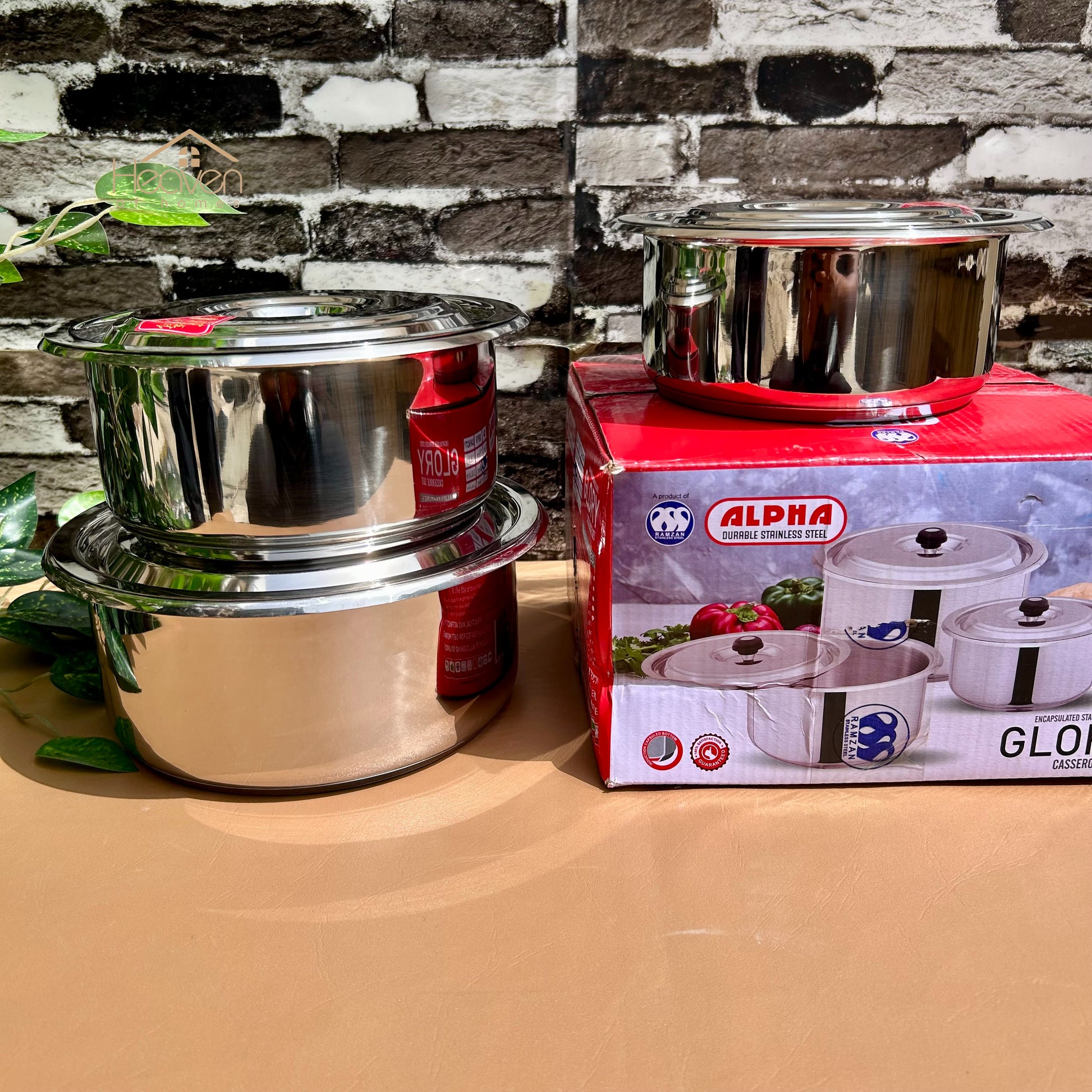 Alpha® Stainless Steel Cooking Pot with Encapsulated Bottom and Steel Lid – Durable, Even Heat Distribution - Heaven of homes - Sale Pakistan