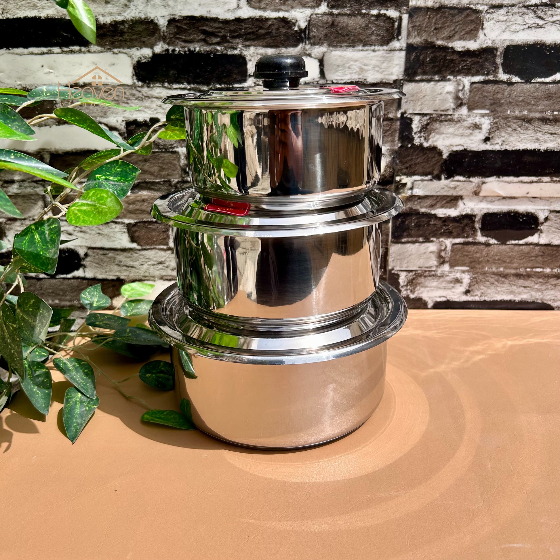 Alpha® Stainless Steel Cooking Pot with Encapsulated Bottom and Steel Lid – Durable, Even Heat Distribution - Heaven of homes - Sale Pakistan